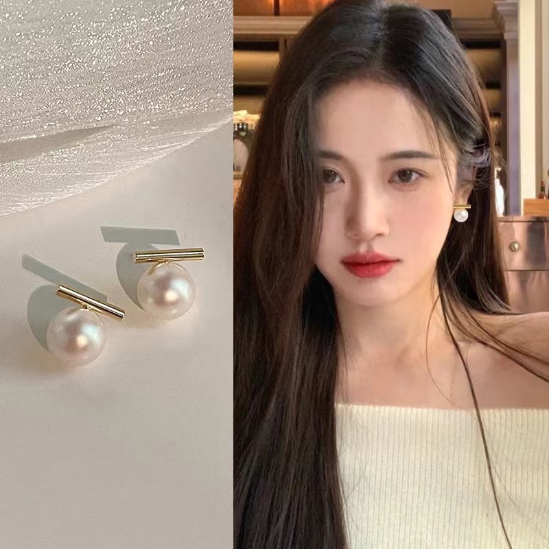 Anting Mutiara Prancis Anting Temperamen Sederhana Perempuan