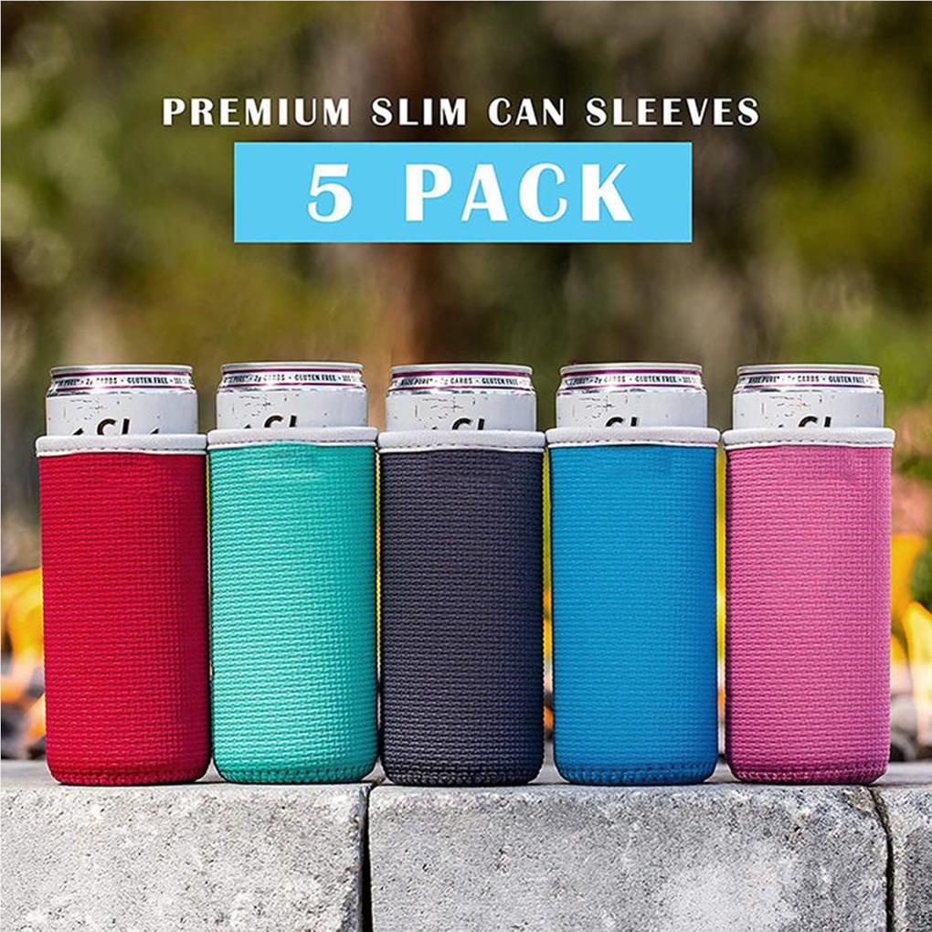 5buah Camping Can Bottle Sleeve Insulated Beer Cover Pelindung Penutup Elastis Cooler Protector Untuk Pernikahan