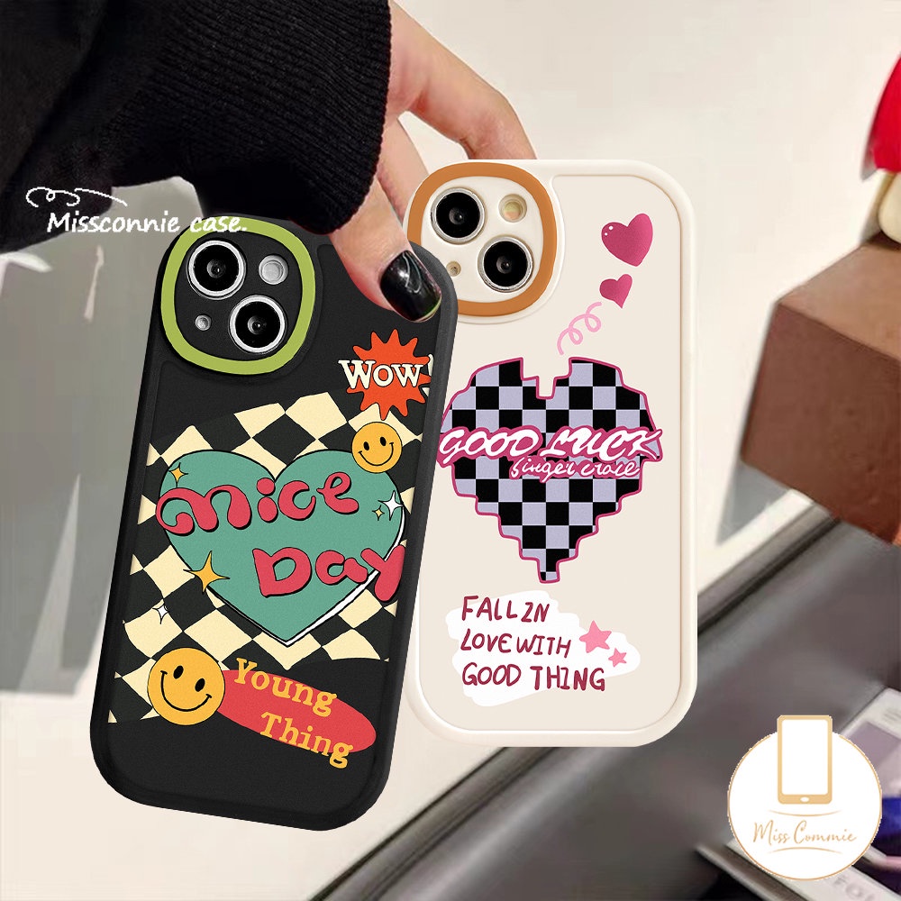 Ins Smile Cinta Hati Papan Catur Pasangan Case Untuk Infinix Hot11 9 10 Bermain Cerdas5 6 Hot 10s 10T 11s Hot 10 Lite Note8 Fashion Graffiti Cinta Hati Bunga Segar Soft Case Cover