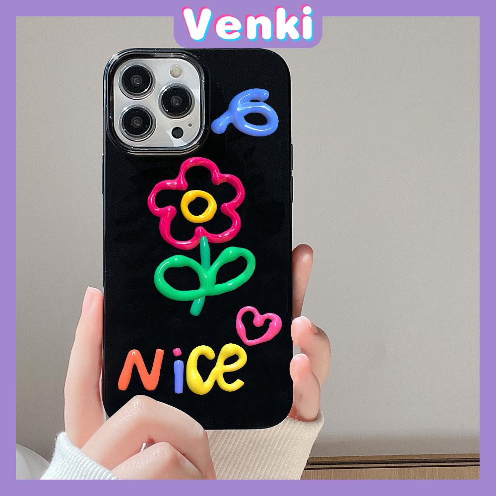 iPhone Case Soft TPU Glossy Black Candy Case Cute Colorful Flowers Camera Protection Shockproof For iPhone 14 13 12 11 Pro Max 7 8 Plus X XR