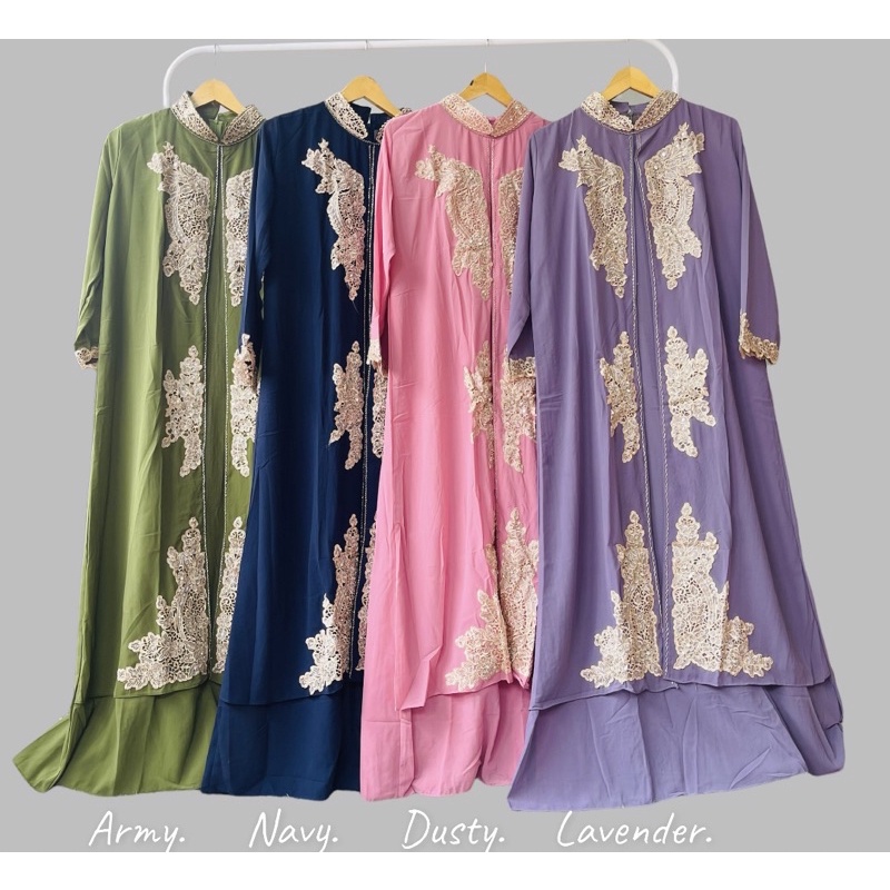 KAFTAN SHAQILA BORDIR / KAFTAN LEBARAN 2023 TERBARU / GAMIS KAFTAN MEWAT (FREE BABYGOLD, INNER &amp; TURBAN)