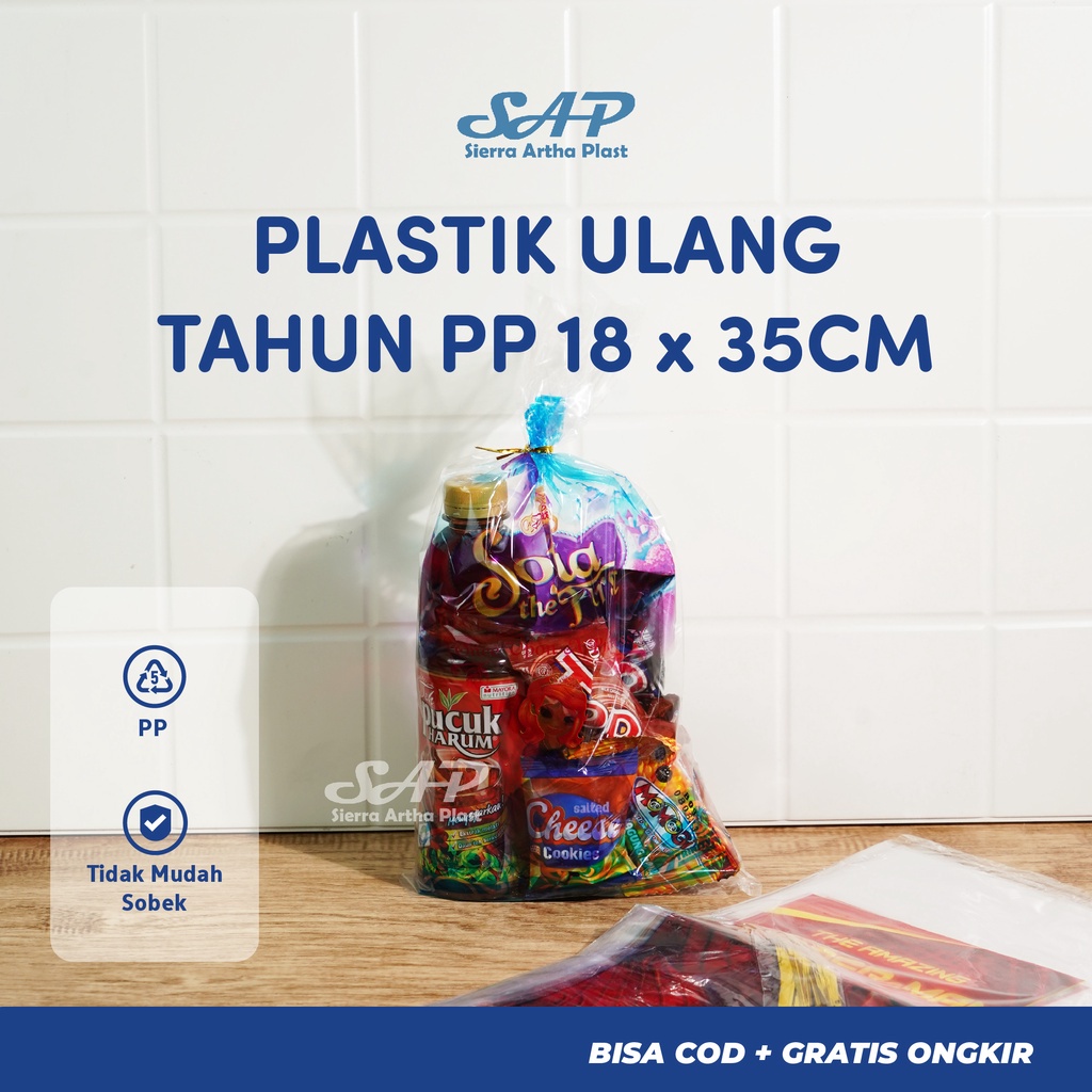 Kantong Plastik PP Ulang Tahun uk 18x35 (isi 30 lbr) | Party Bag | Plastik Ultah Karakter Kecil | Plastik Ulang Tahun