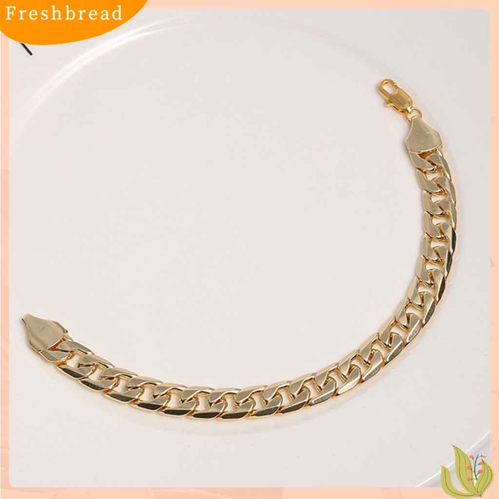 &lt; Freshbread &gt; Gelang Rantai Glossy Susah Tarnish Gaya Hip Hop Cuban Chain Bracelet Untuk Hadiah