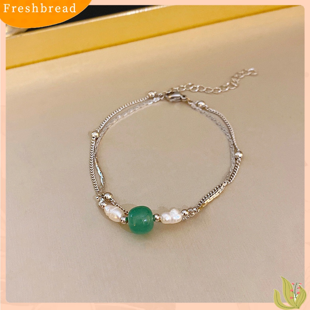 &lt; Freshbread &gt; Wanita Gelang Double-layers Gaya Cina Dainty Retro Faux Chalcedony Ladies Bangle Perhiasan Aksesoris