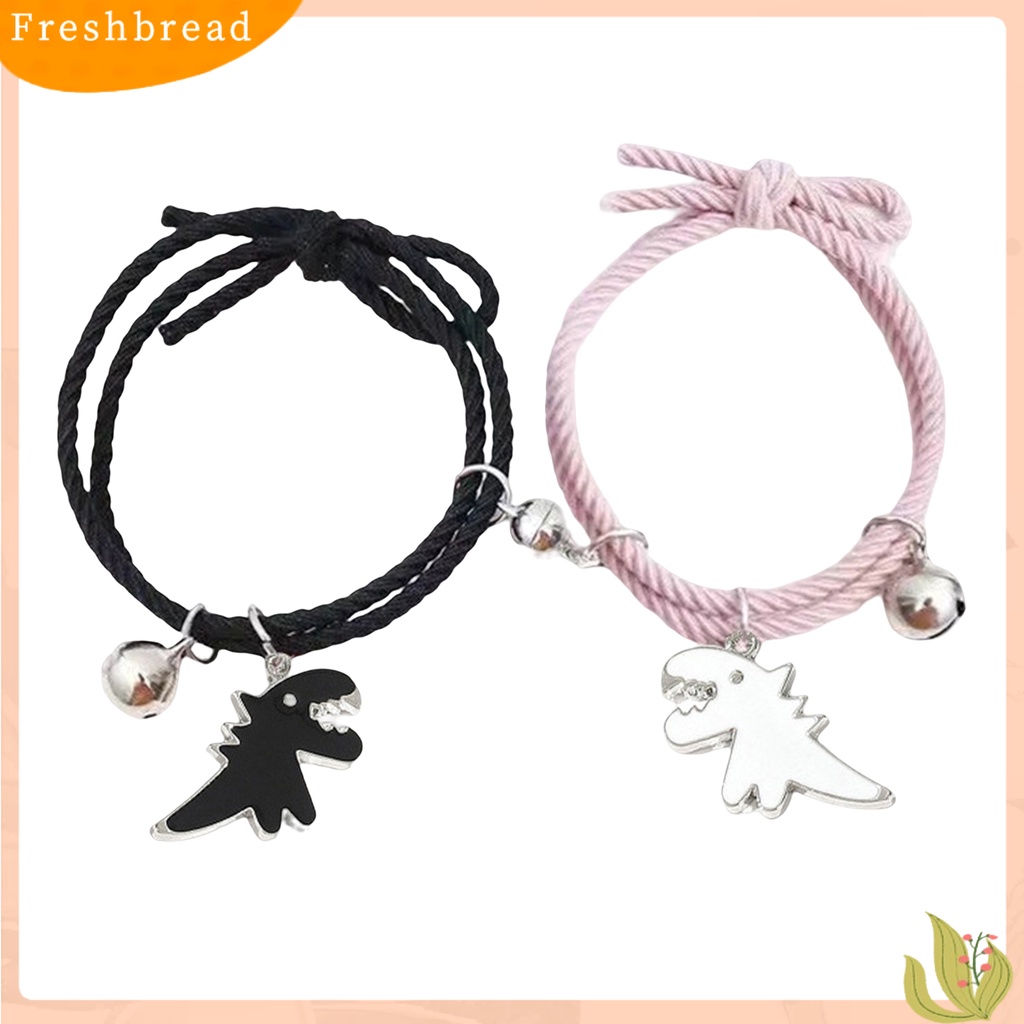 < Freshbread > 2Pcs Braided Bracelets Hand Made Adjustable Pengerjaan Halus Elastis Dinosaurus Dekorasi Hias Minimalis Pasangan ic Senada Gelang Aksesori Pakaian