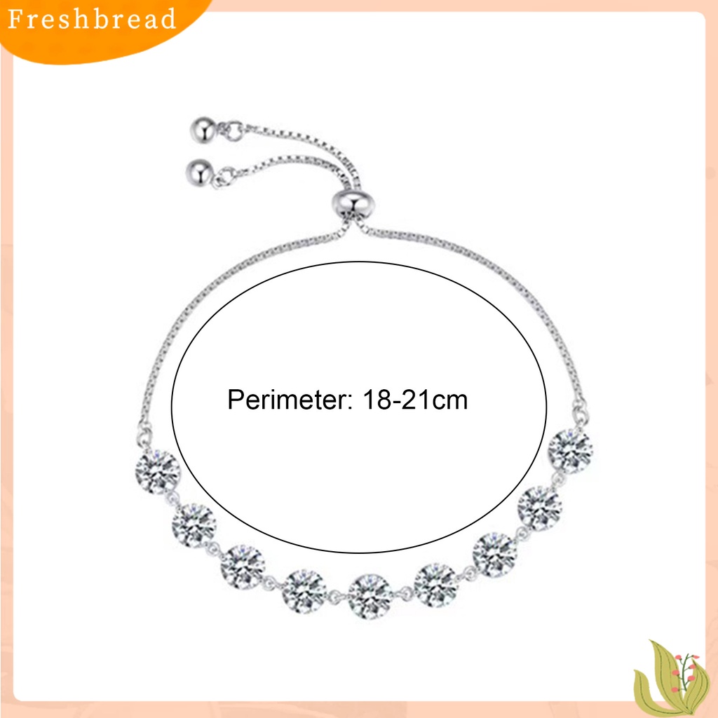 &lt; Freshbread &gt; Liontin Gelang Berlian Imitasi Bertatahkan Manik-Manik Yang Dapat Disesuaikan Warna Perak Fashion Besar Bling Cubic Zirconia Rantai Tangan Aksesori Perhiasan