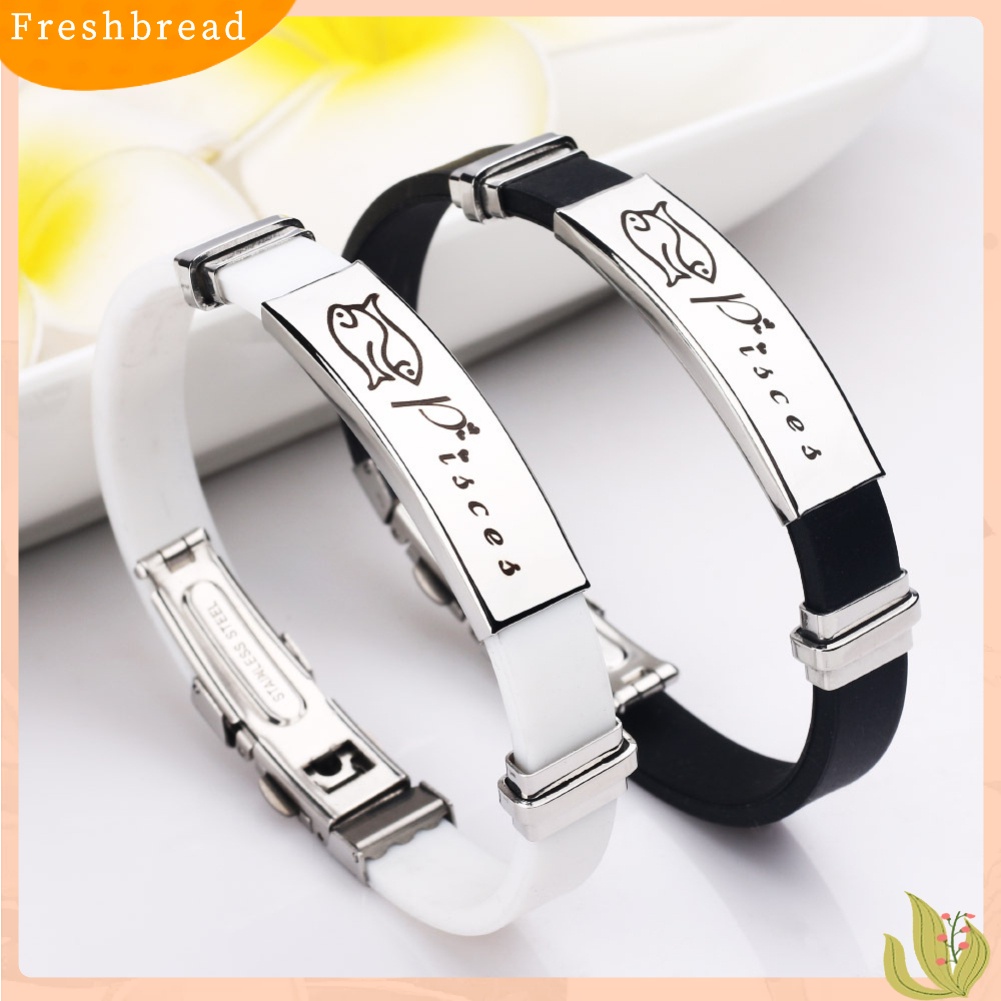 &lt; Freshbread &gt; Unisex 12stelasi Adjustable Gesper Silikon Gelang Bangle Perhiasan Hadiah