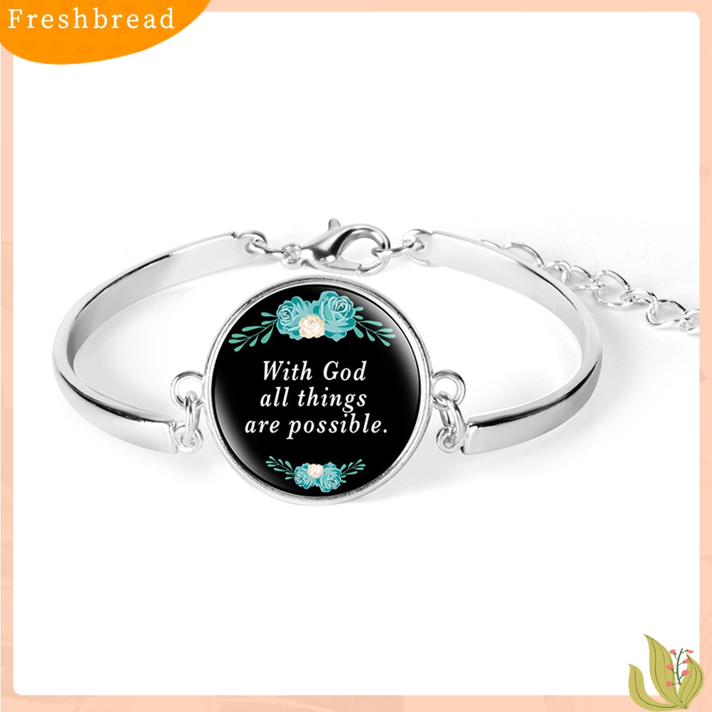 &lt; Freshbread &gt; Unisex Bible Verse Quote Mazmur Kaca Cabochon Pesona Gelang Perhiasan Kristen