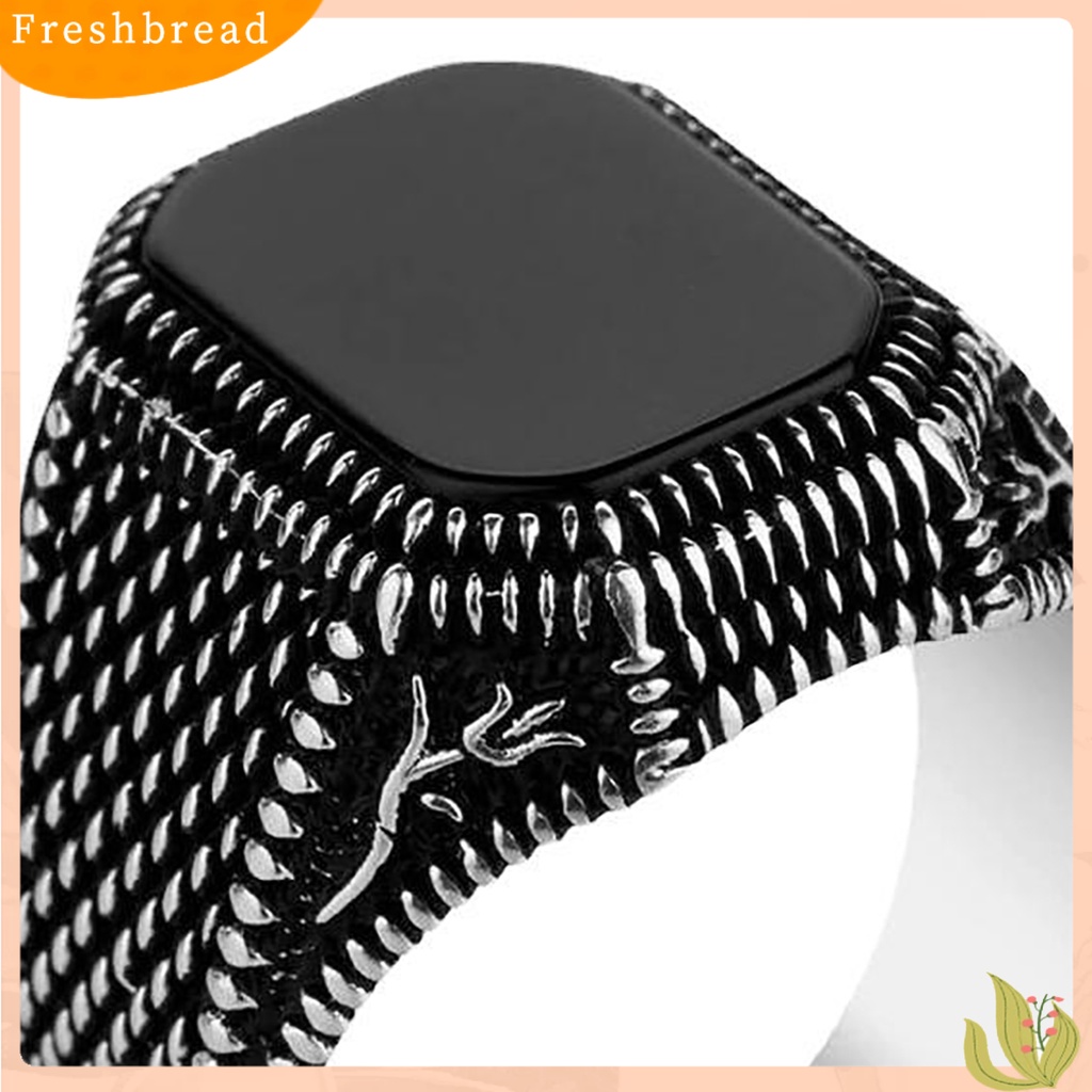 &lt; Freshbread &gt; Fashion Cincin Nyaman Bersinar Mewah Kepribadian Trendi Menghias Paduan Bertatahkan Permata Hitam Cincin Hadiah