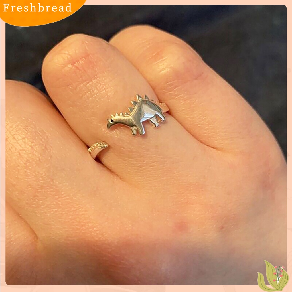 &lt; Freshbread &gt; Cincin Dinosaurus Dapat Disesuaikan Ramah Kulit Open Finger Lead-free Ring Cincin Logam Lucu Untuk Anak Perempuan