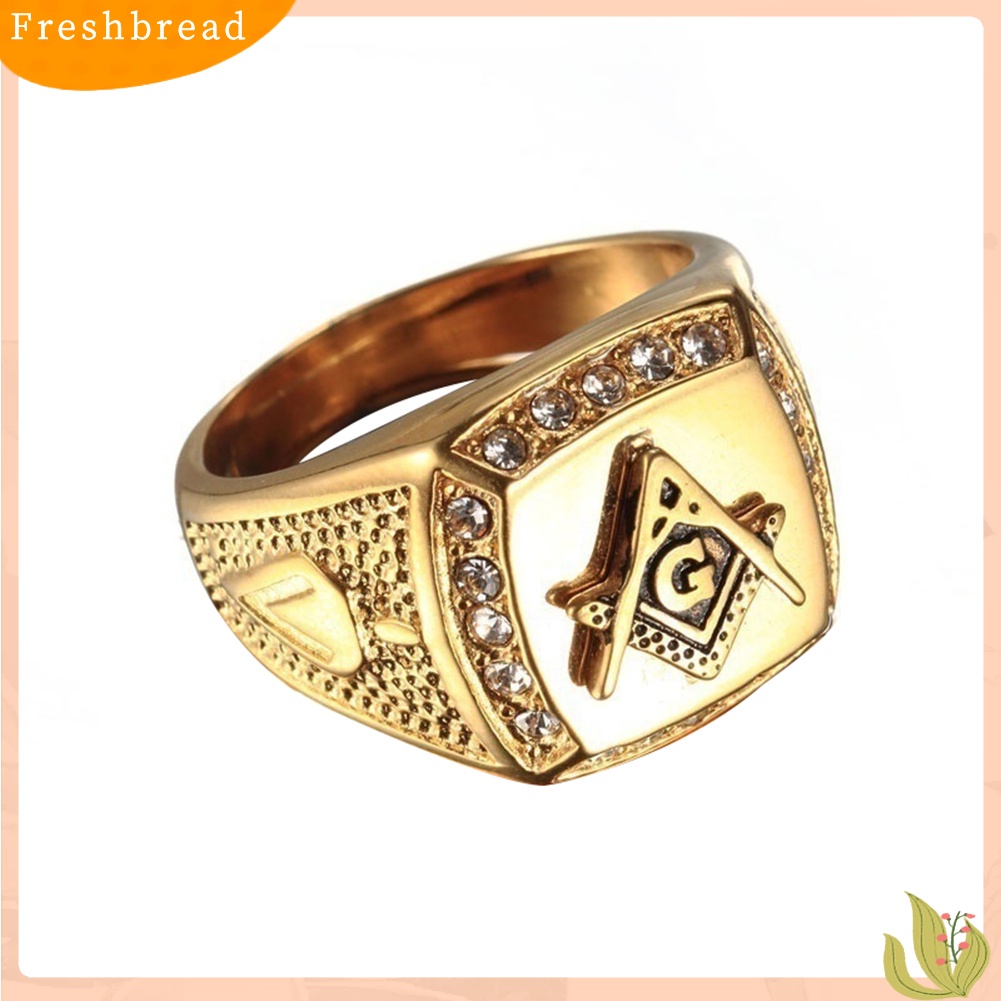 &lt; Freshbread &gt; Fashion Pria Bebas-Mason Simbol Berlian Imitasi Pesona Cincin Mewah Jari Perhiasan Hadiah