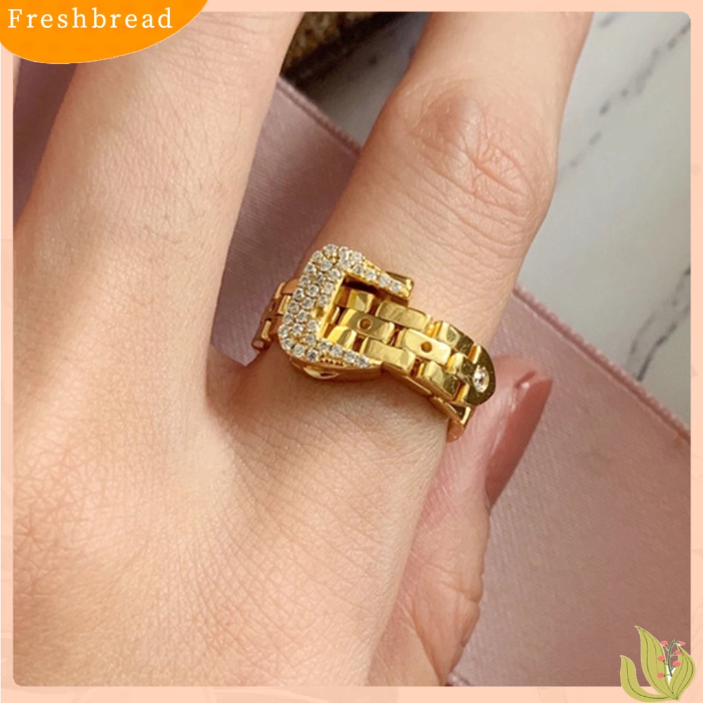 &lt; Freshbread &gt; Cincin Wanita Bergaya Adjustable Cincin Rantai Tahan Air Dapat Diputar Untuk Hadiah