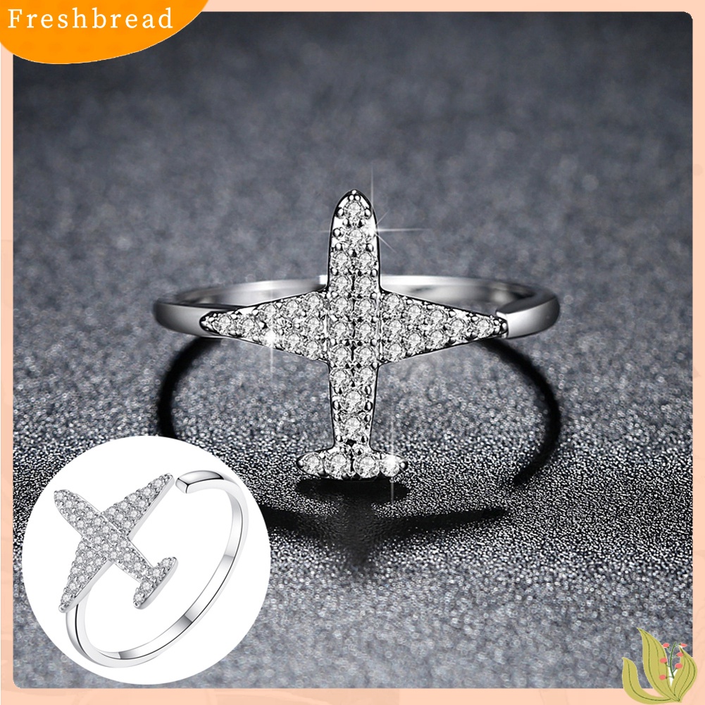 &lt; Freshbread &gt; Wanita Keren Berlian Imitasi Pesawat Manset Cincin Pernikahan Janji Pertunangan Pesta Jewely