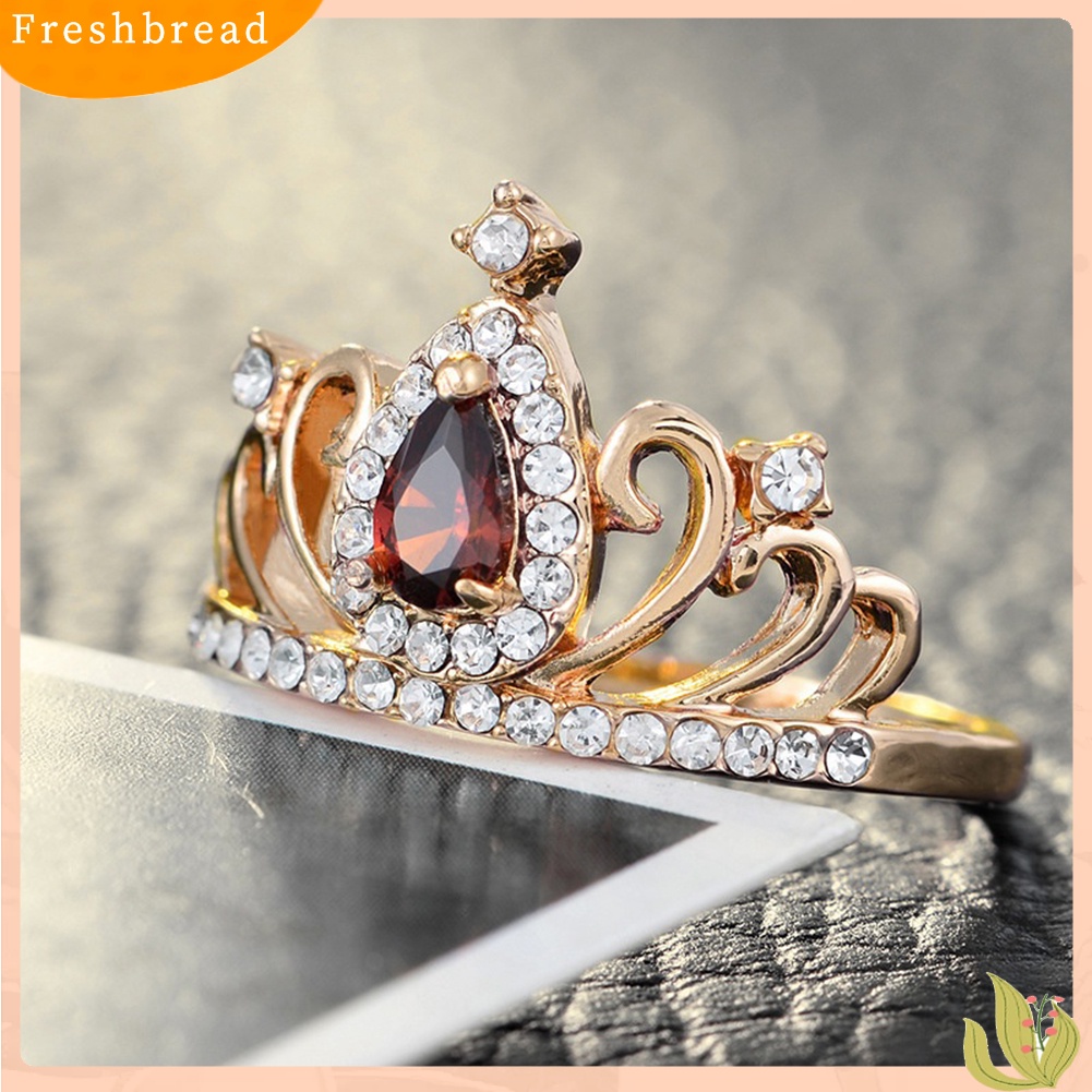 &lt; Freshbread &gt; Bentuk Tetesan Air Berlian Imitasi Mahkota Jari Cincin Perhiasan Pengantin Wanita Hadiah Mewah