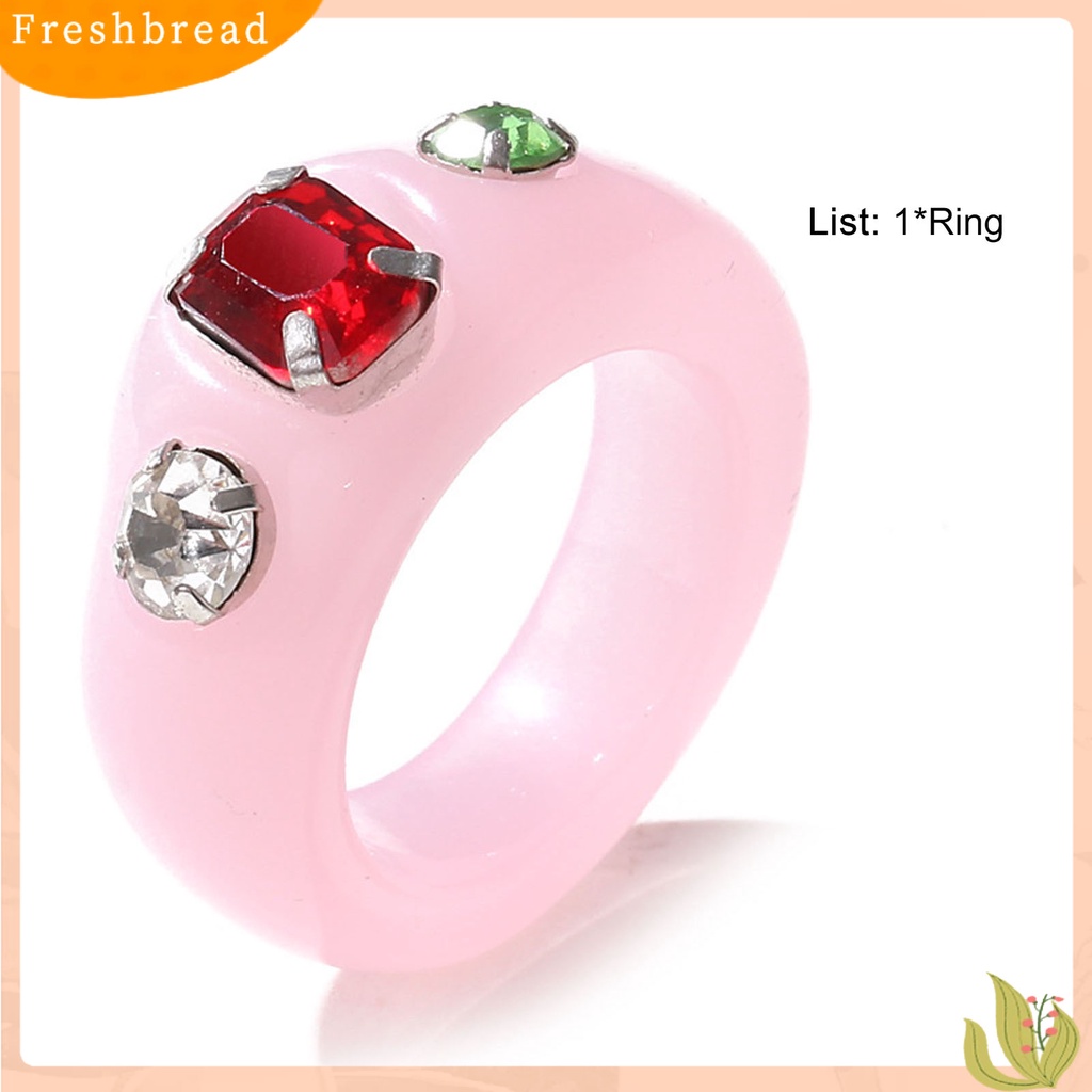 &lt; Freshbread &gt; Cincin Jari Berlian Imitasi Resin Warna Permen Simple All Match Ring Untuk Pacaran