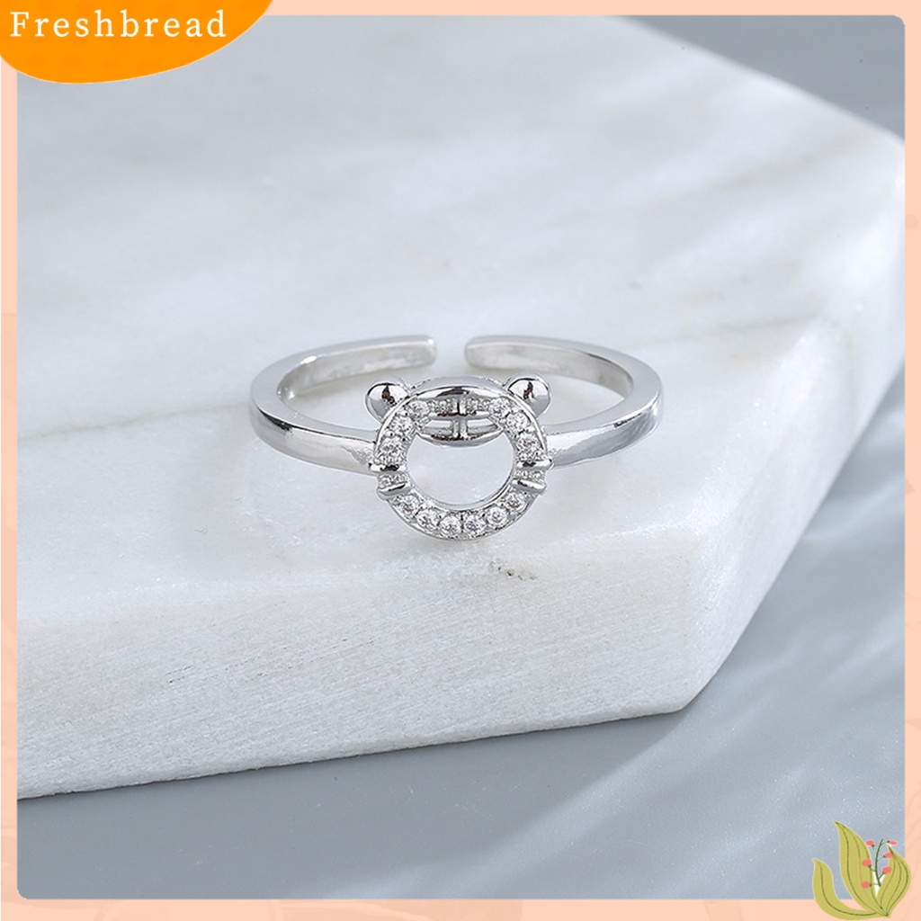 &lt; Freshbread &gt; Pembukaan Cincin High Gloss Dipoles Berongga Keluar Hadiah Ideal Tahan Aus Perhiasan Fashion Berlian Imitasi Perak Mengkilap Zodiak Cina Harimau Wanita Cincin Untuk Pacaran