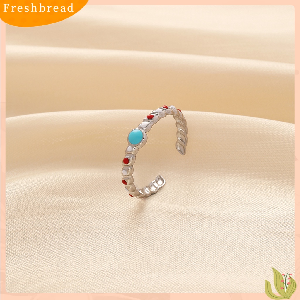 &lt; Freshbread &gt; Wanita Cincin Terbuka Multicolor Colorfast Bland Round Spot Opening Hias Stainless Steel Adjustable Lady Knuckle Ring Untuk Pakaian Sehari-Hari