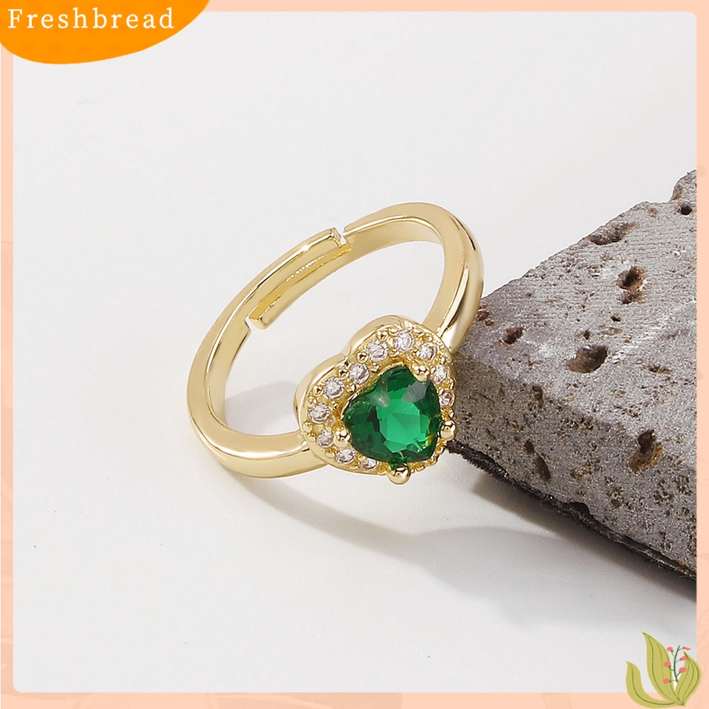 &lt; Freshbread &gt; Wanita Cincin Hati Cubic Zirconia Manis Gaya Perancis Berlian Imitasi Jari Cincin Perhiasan Fashion