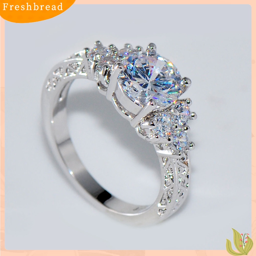 &lt; Freshbread &gt; Mewah Cubic Zirconia Bertatahkan Wanita Pertunangan Pesta Pernikahan Cincin Perhiasan Hadiah