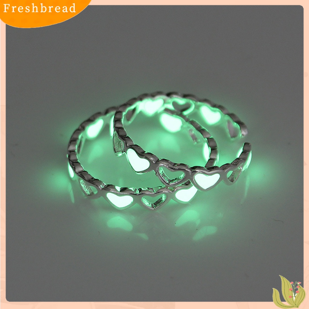 &lt; Freshbread &gt; Cincin Jari Ramah Kulit Karat Alloy Hollow Love Luminous Ring Untuk Anak Perempuan