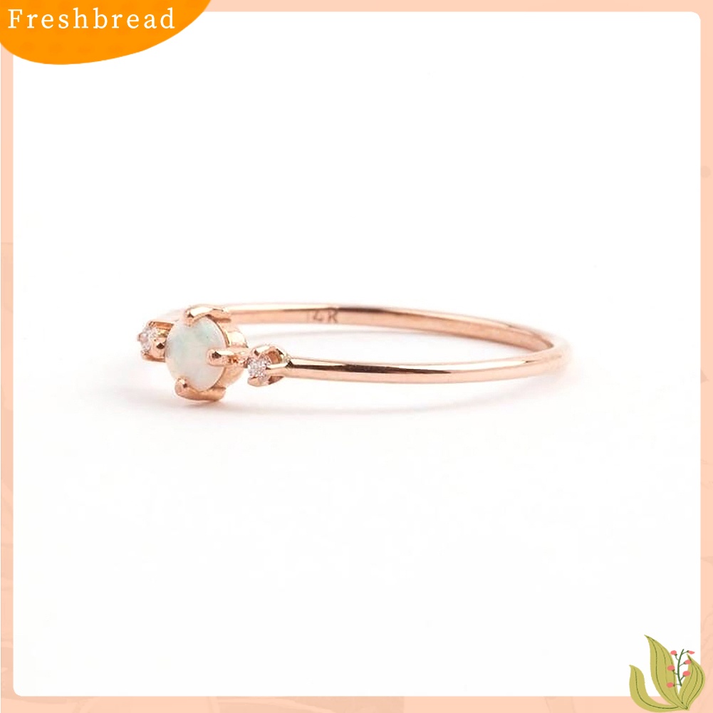 &lt; Freshbread &gt; Elegan Bertatahkan Faux Opal Gemstone Jari Cincin Pernikahan Pertunangan Wanita Perhiasan