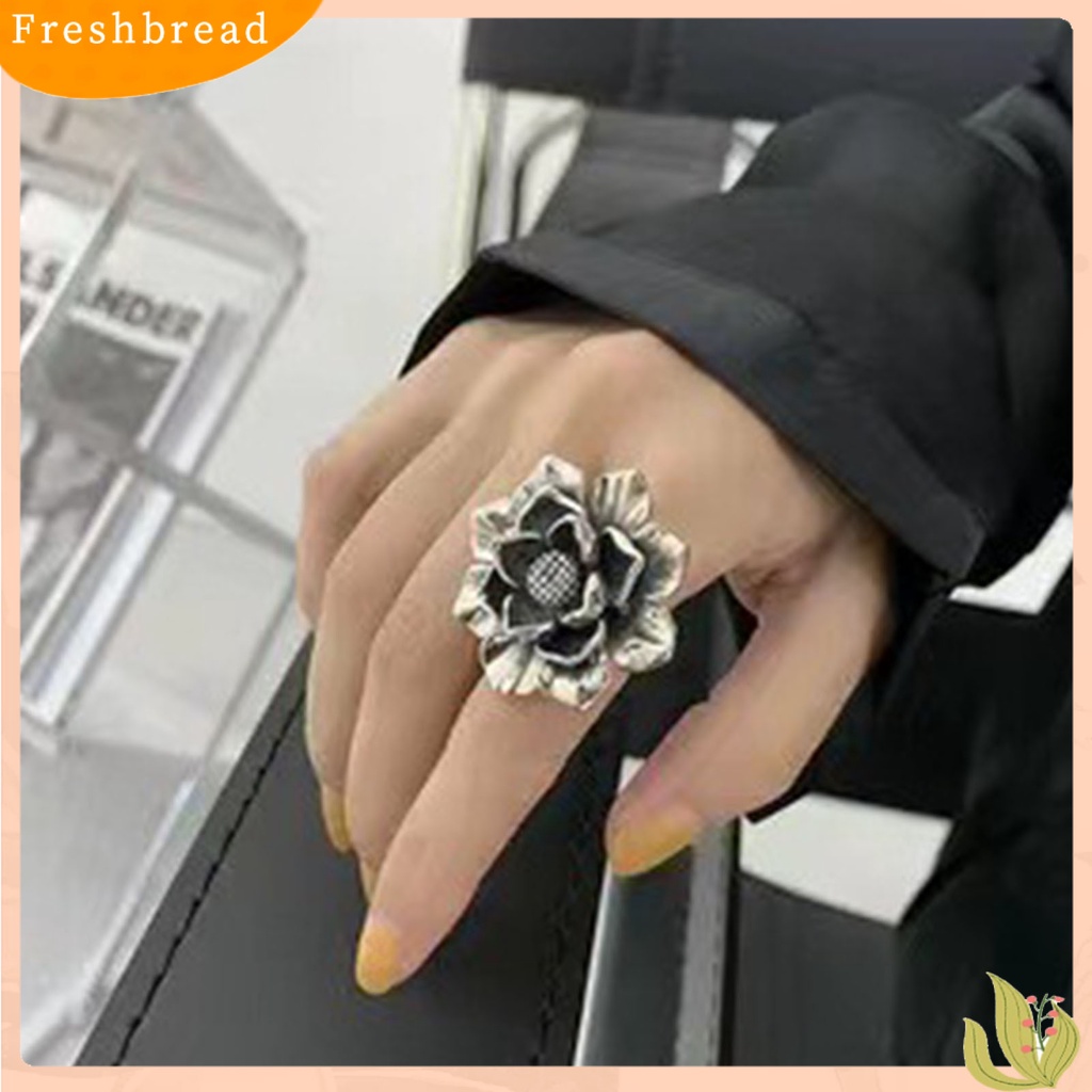 &lt; Freshbread &gt; Opening Decorative Stylish Engagement Ring Berlebihan Bunga Dekorasi Wanita Cocktail Ring Perhiasan Alat Mandi