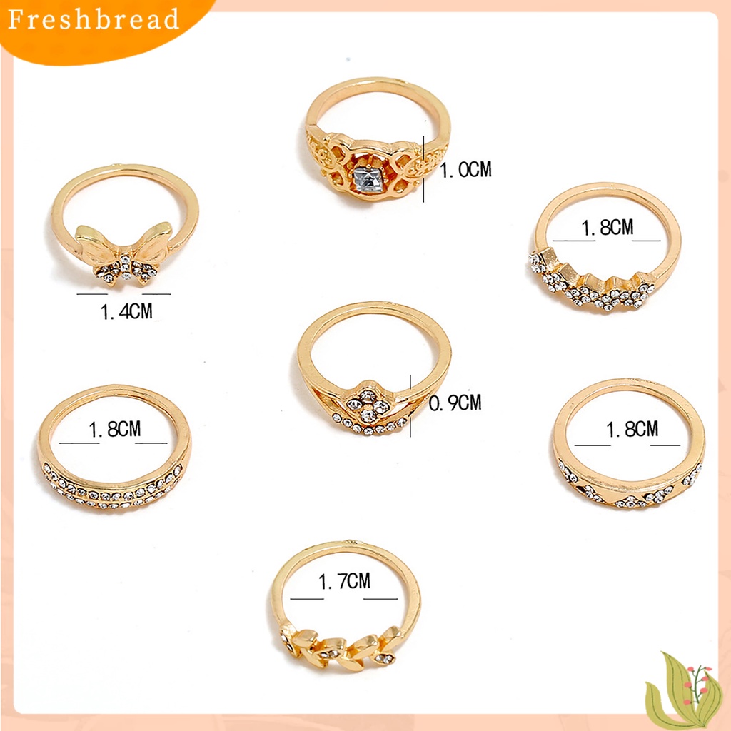 < Freshbread > 7Pcs/Set Sederhana Dapat Ditumpuk Kupu-Kupu Bunga Wanita Midi Cincin Buku Jari Cincin Perhiasan Aksesori