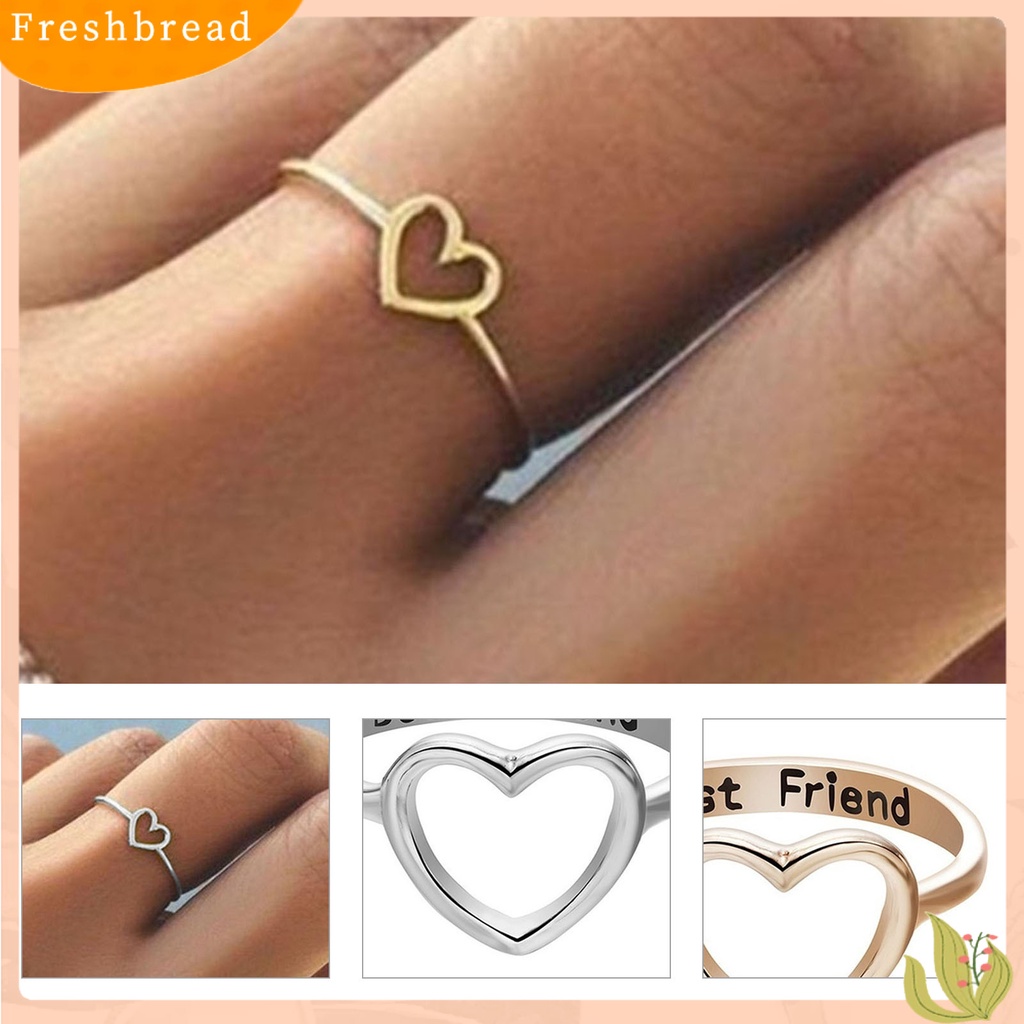 &lt; Freshbread &gt; Cincin Wanita Tahan Aus Desain Simple Bahan Alloy Hollow Bentuk Hati Jari Ring Untuk Pesta