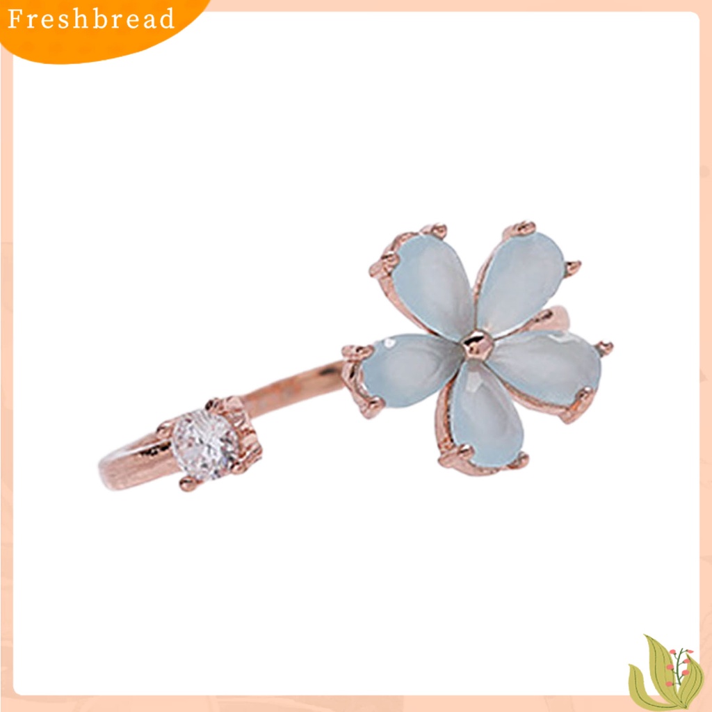 &lt; Freshbread &gt; Opening Adjustable Bright Luster Gadis Cincin Mewah Cubic Zirconia Bunga Cincin Perhiasan Aksesoris