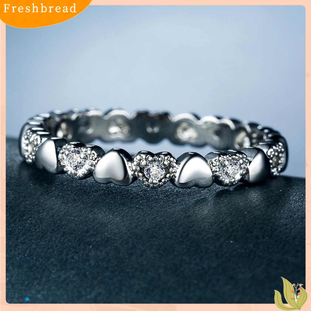 &lt; Freshbread &gt; Cincin Wanita Bentuk Hati Cubic Zirconia Perhiasan Manis Fashion Penampilan Cincin Jari Untuk Pernikahan