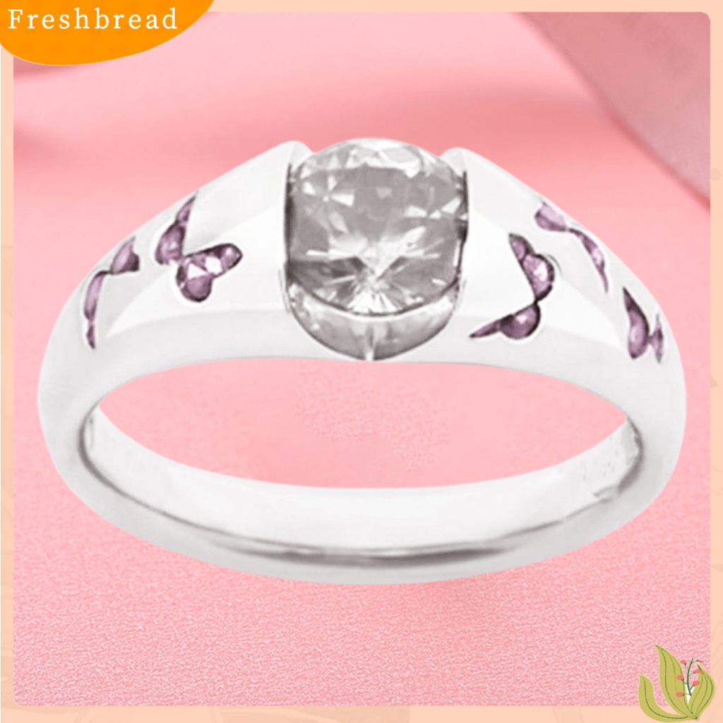 &lt; Freshbread &gt; Cincin Motif Kupu-Kupu Aksesoris Perhiasan Alloy Cubic Zirconia Finger Band Untuk Wanita