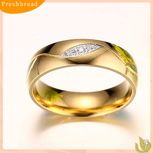 &lt; Freshbread &gt; Wanita Pria Berlapis Emas 18K Pertunangan Pernikahan Band Cincin Zirconia Perhiasan Hadiah