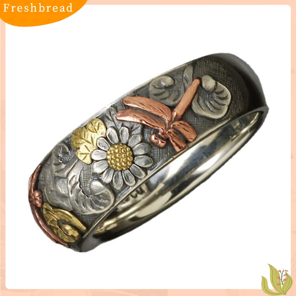 &lt; Freshbread &gt; Cincin Perhiasan Cincin Capung Vintage Bahan Alloy Cincin Bunga Matahari Untuk Pesta