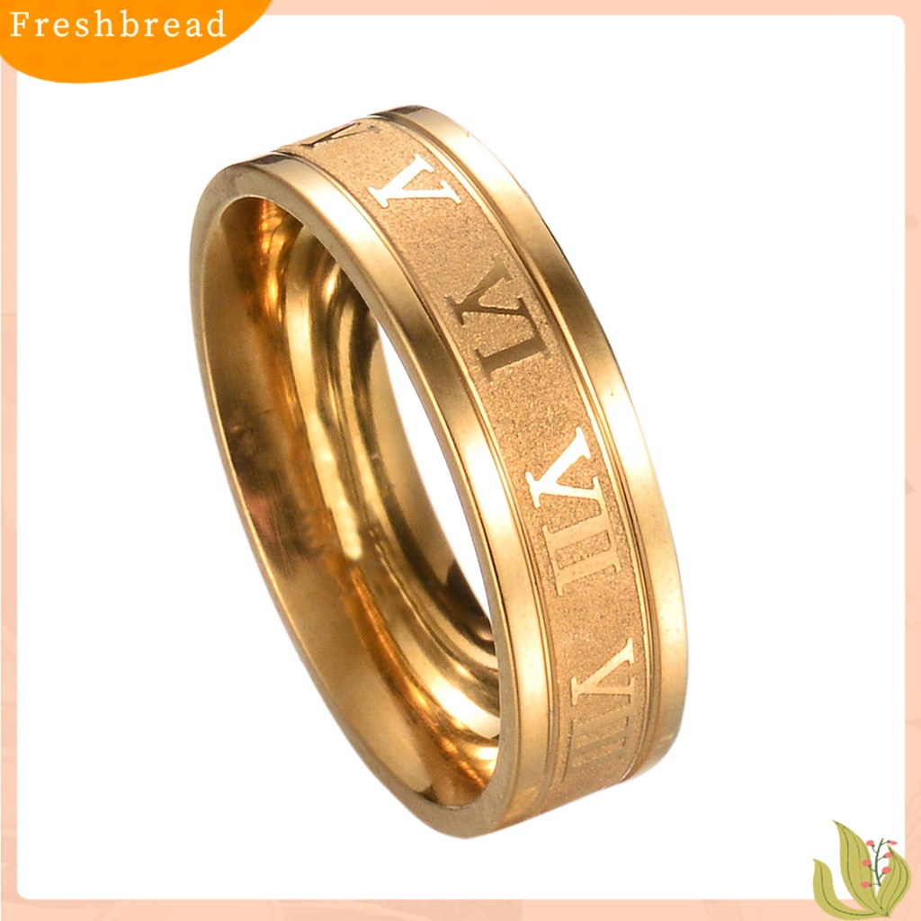 &lt; Freshbread &gt; Lebar Angka Romawi Pria Cincin Stainless Steel Sederhana Halus Jari Cincin Perhiasan Fashion