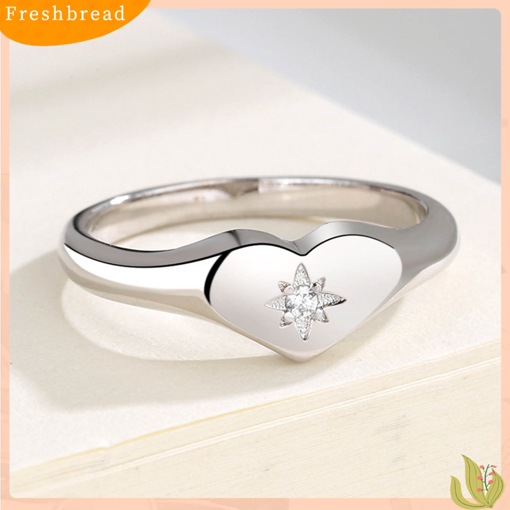 &lt; Freshbread &gt; Wanita Cincin Berlian Imitasi Hias Tidak Luntur Alloy Halus Cinta Jari Cincin Untuk Ulang Tahun