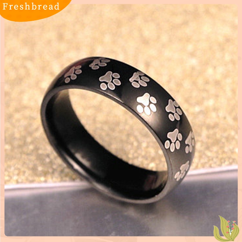 &lt; Freshbread &gt; Pria Wanita Lucu Hewan Paw Print Baja Titanium Jari Cincin Perhiasan Hadiah Ulang Tahun