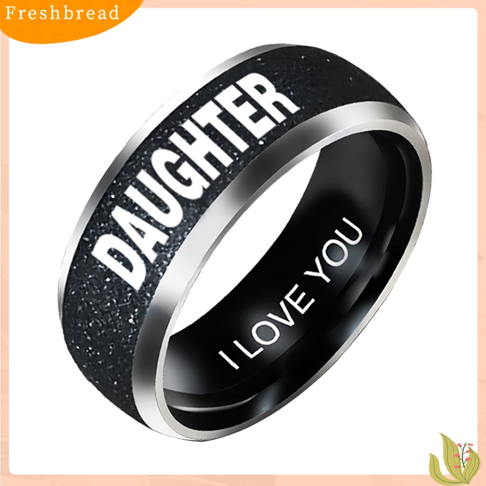 &lt; Freshbread &gt; Fashion Ibu Ayah Anak Perempuan Anak Huruf Band Stainless Steel Anggota Keluarga Cincin