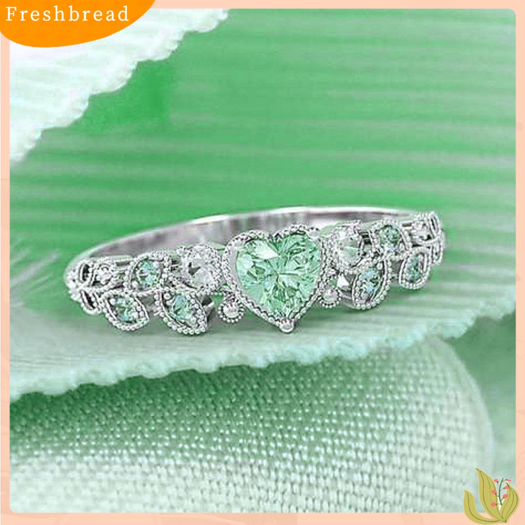 &lt; Freshbread &gt; Cincin Wanita Bentuk Daun Perhiasan Berlian Imitasi Elegan Cincin Indah Untuk Pernikahan