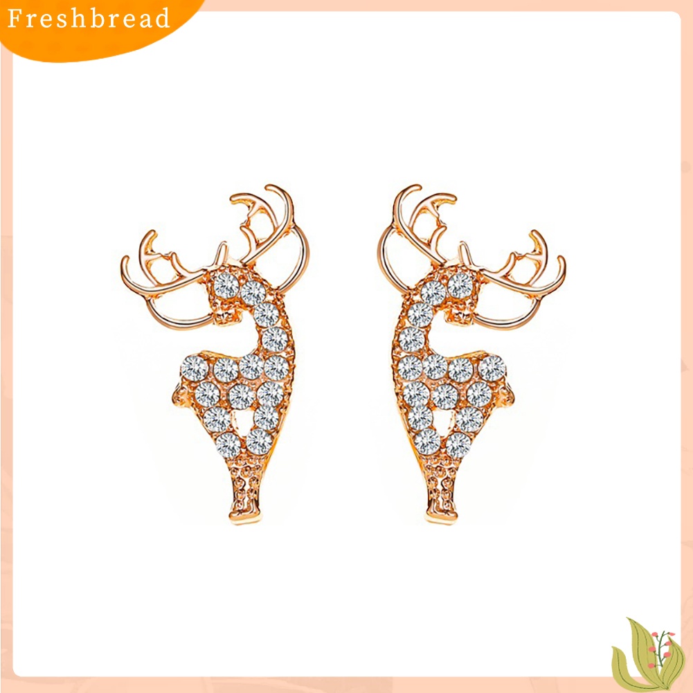 &lt; Freshbread &gt; Wanita Modis Elk Shape Ear Stud Earrings Perhiasan Aksesori Hadiah Natal