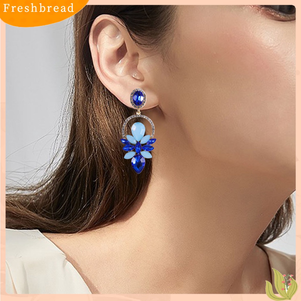 &lt; Freshbread &gt; 1pasang Tindik Bersinar Indah Anting Pejantan Bentuk Tetesan Air Berlian Imitasi Daun Wanita Anting Perhiasan Pernikahan