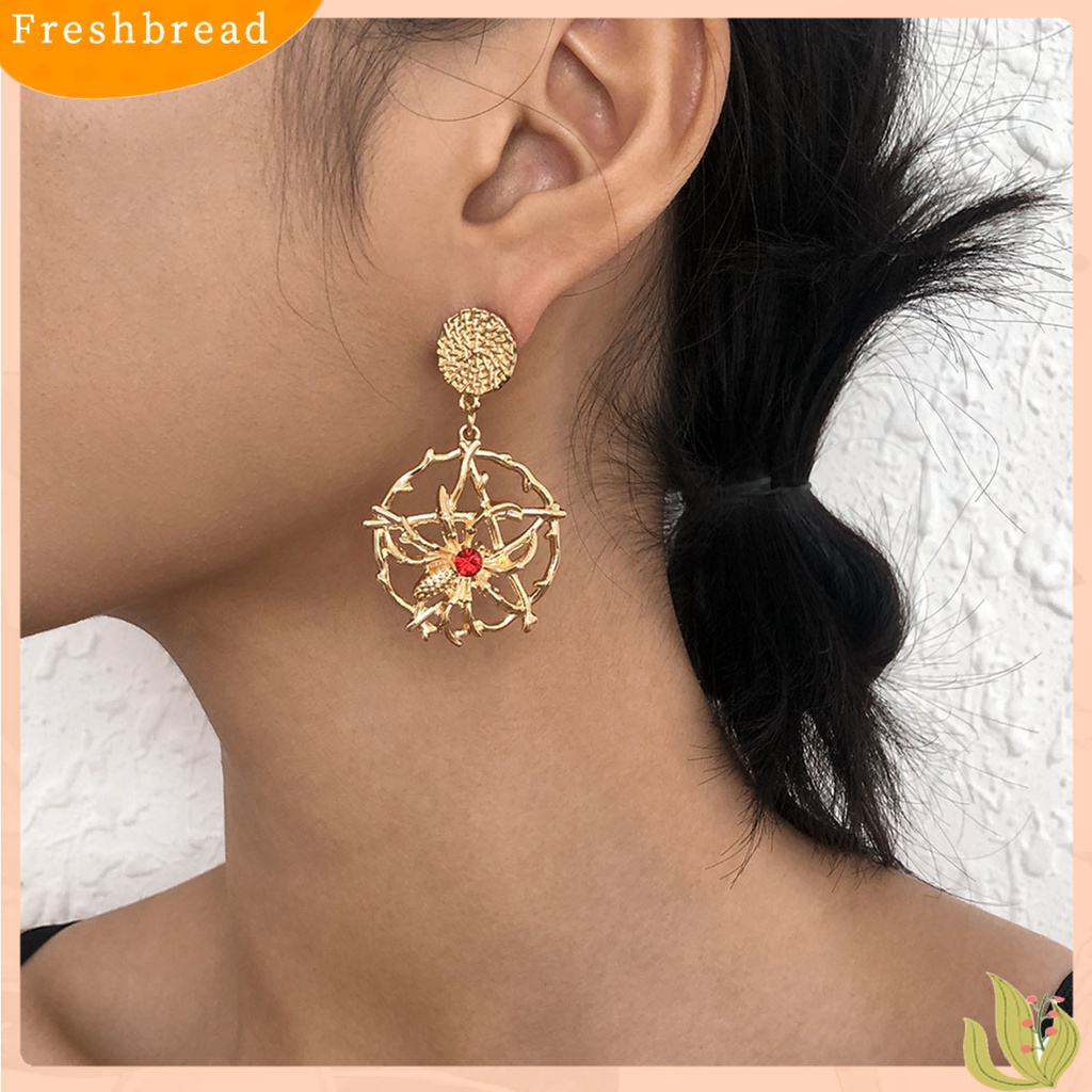 &lt; Freshbread &gt; 1pasang Menjuntai Anting-Anting Vintage Anti-Karat Alloy Pengerjaan Halus Indah Jaring Laba Laba-Laba Menjuntai Anting-Anting Untuk Pesta