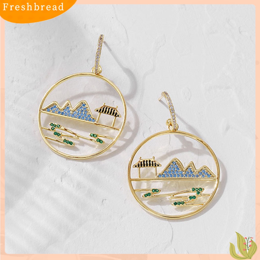 &lt; Freshbread &gt; 1pasang Anting Tusuk Bentuk Geometri Vintage Hias Gaya China Untuk Pesta Ulang Tahun