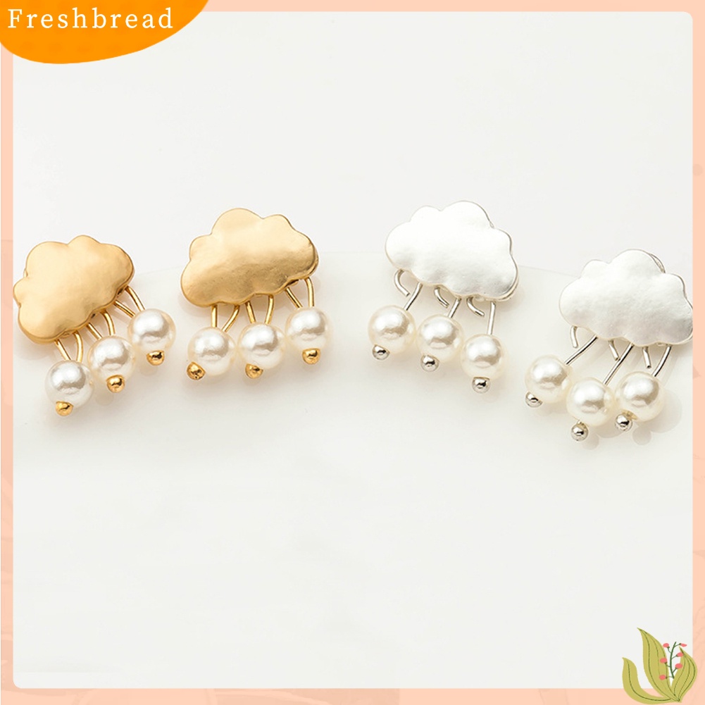 &lt; Freshbread &gt; Fashion Wanita Awan Raindrop Ear Studs Faux Pearl Earrings Hadiah Pesta Ulang Tahun