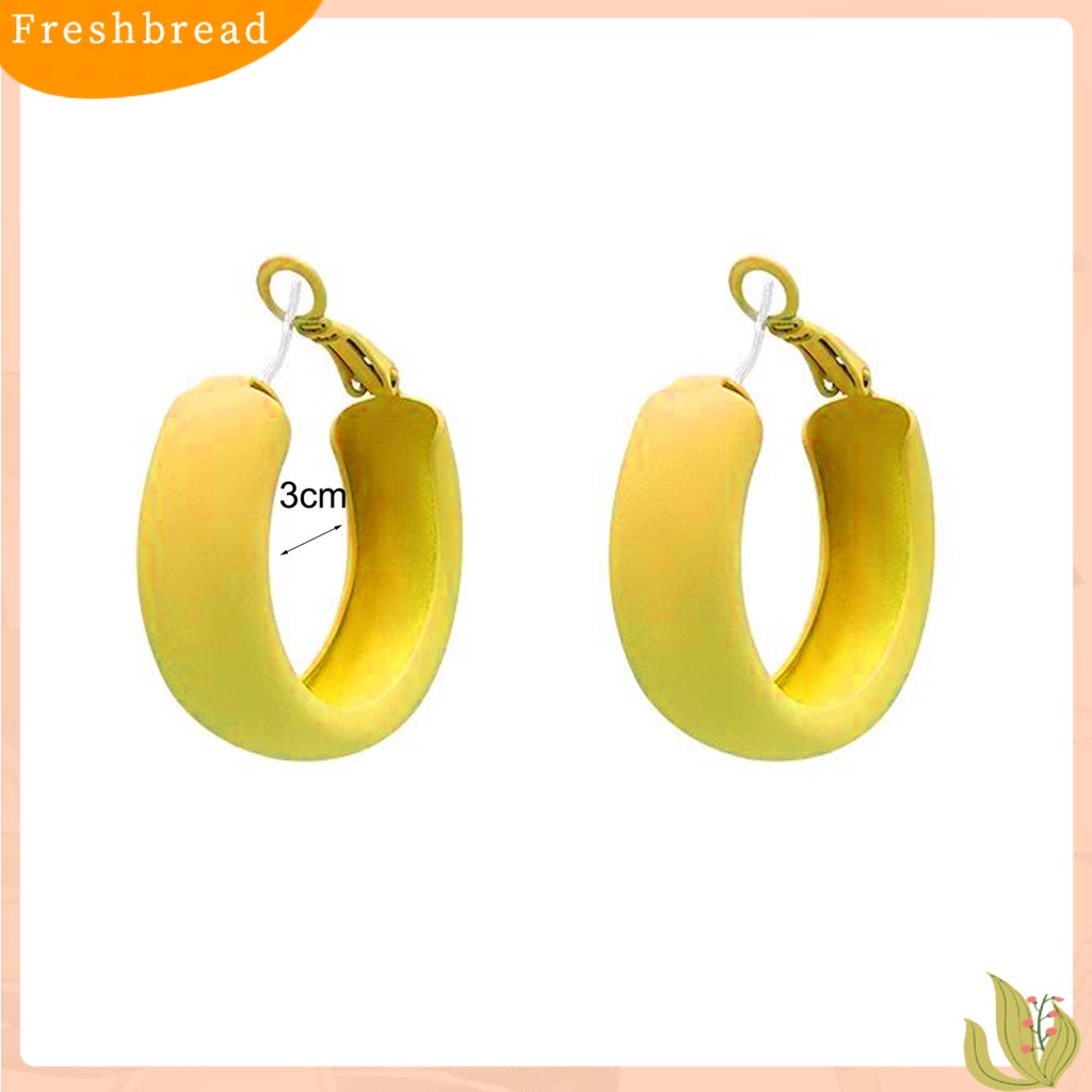 &lt; Freshbread &gt; Anting Hoop Desain Geometri Minimalis Anting Aneka Warna Macaron Berbentuk C Untuk Pacaran