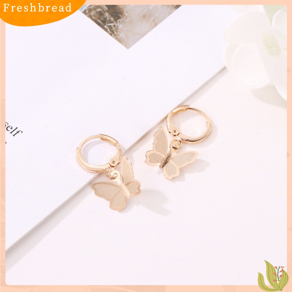 &lt; Freshbread &gt; Sweet Matte Butterfly Drop Women Huggie Anting Tindik Perhiasan Hadiah Ulang Tahun