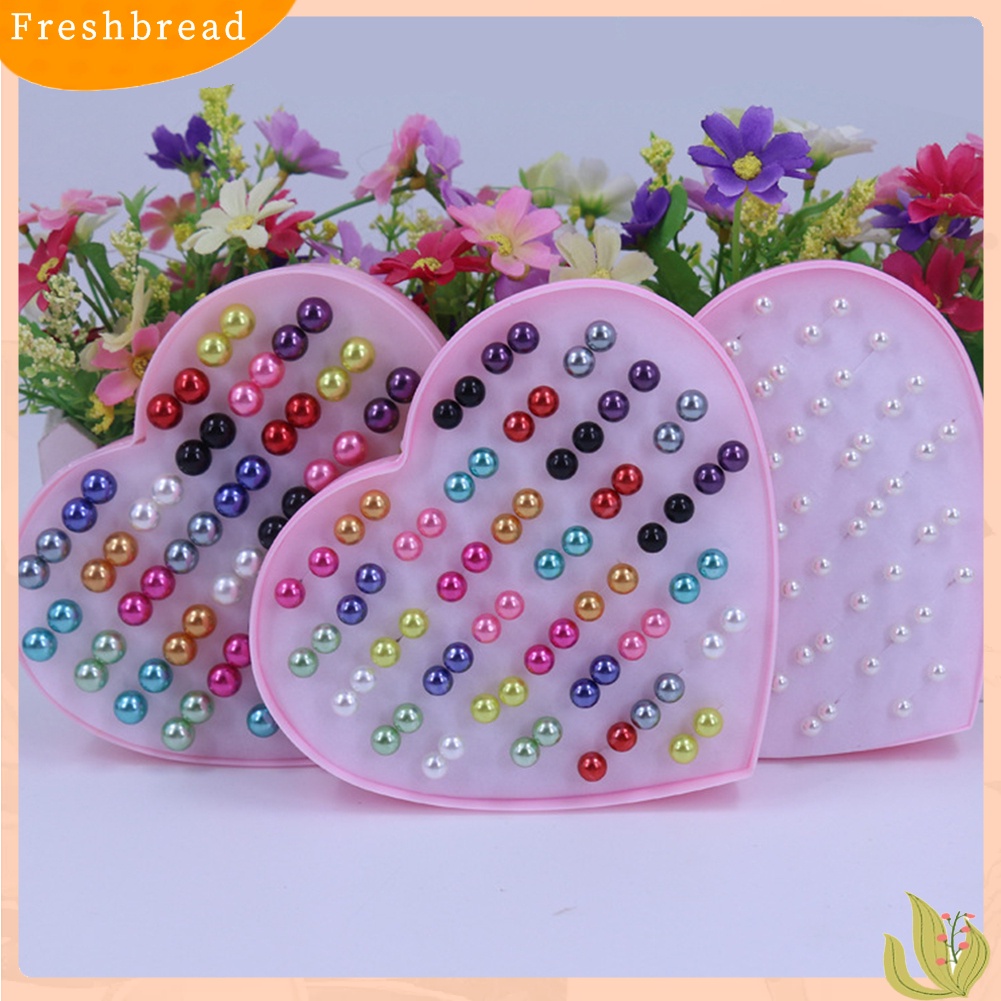 &lt; Freshbread &gt; Perhiasan Telinga Fashion 36pasang Stainless Steel Warna-Warni Lucu Faux Pearls Stud Earrings