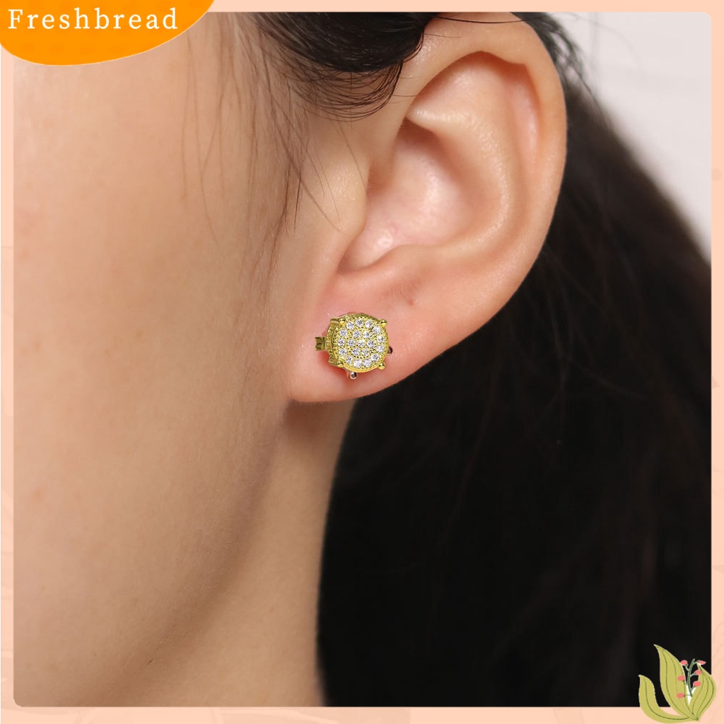 &lt; Freshbread &gt; 1pasang Anting Tusuk Perhiasan Geometris Cubic Zirconia Anting Vintage Berkilau Untuk Pernikahan