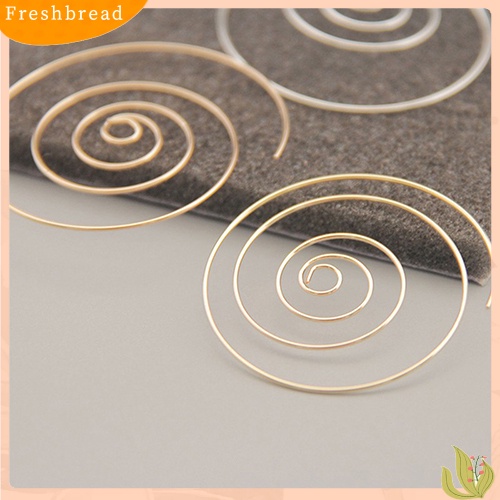 &lt; Freshbread &gt; Wanita Romantis Perak Disepuh Goldplated Earring Bulat Anting Bentuk Spiral