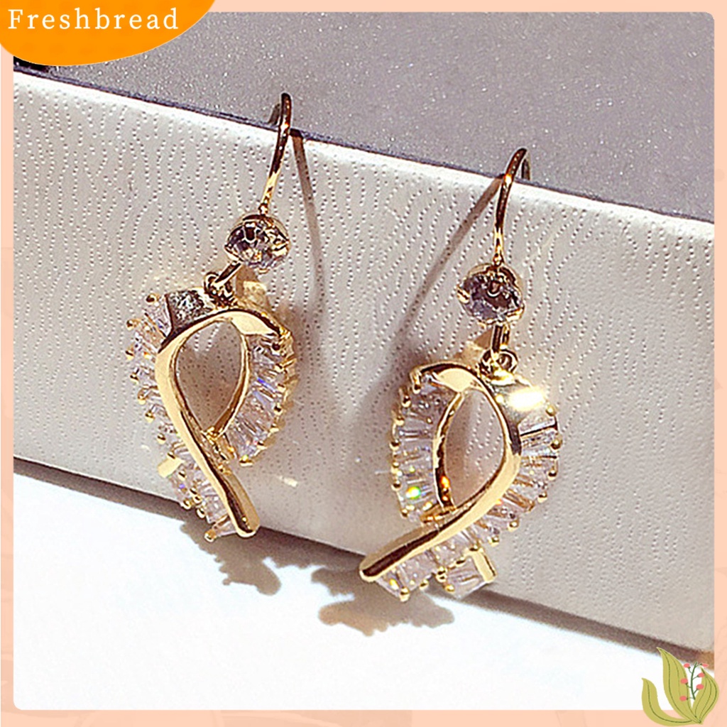 &lt; Freshbread &gt; 1pasang Anting Kait Ikatan Simpul Berlian Imitasi Perhiasan Halus Tahan Lama Drop Earrings Untuk Pakaian Sehari-Hari