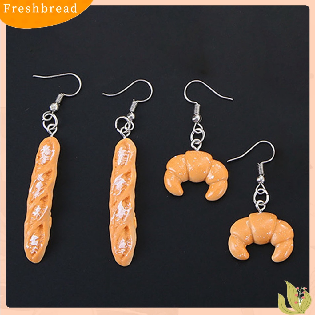 &lt; Freshbread &gt; 1pasang Anting Drop Roti Lucu Perhiasan Tahan Lama Cerah Luster Hook Earrings Untuk Pakaian Sehari-Hari